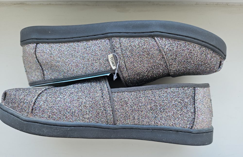 Espadryle, trampki Toms grey irdescent glitter, rozm 36
