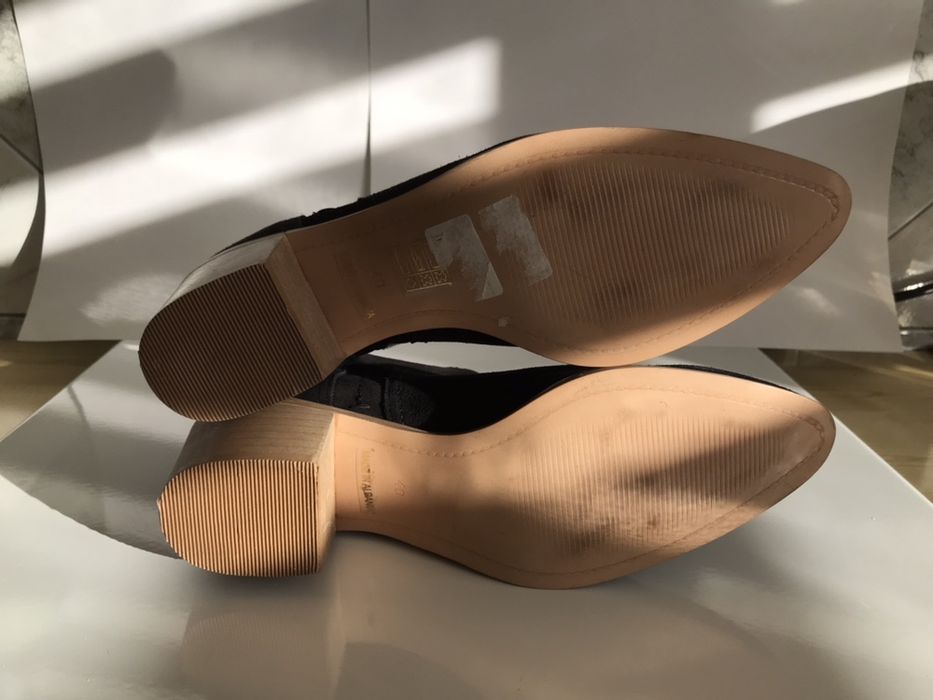 Czarne, wąskie botki/kozaki zamszowe od BAYLA roz. 40