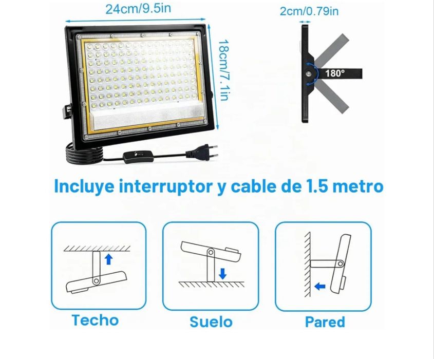 Zestaw 2x Naświetlacz / Halogen LED UV 100W (Ultrafiolet) z włącznikiem