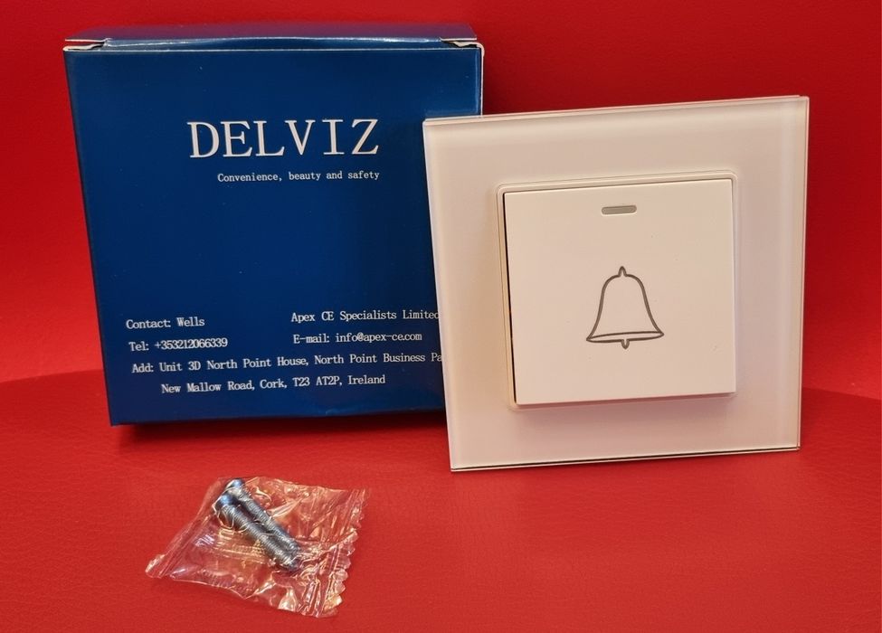 Przycisk dzwonka 220v szklany biały