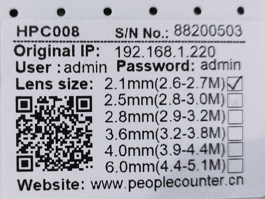 Sistema de Contagem de Pessoas Wi-Fi In-Out Câmera HPC 008