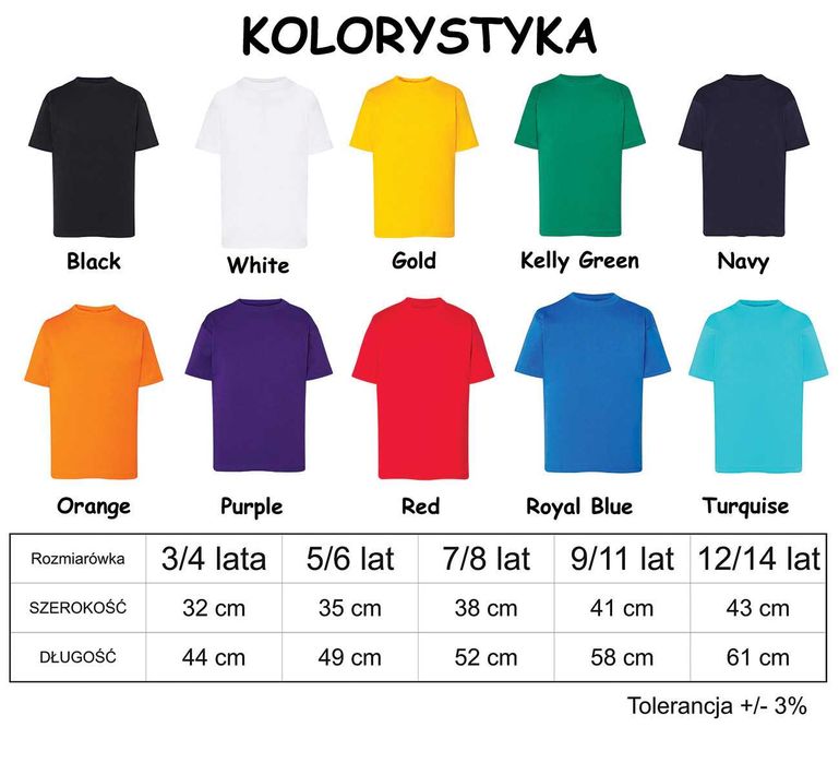 NOWY Dziecięcy T-shirt rozm 7/8 lat 155g. JHK TSRK150