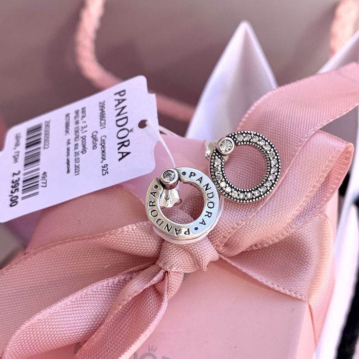 Сережки Pandora Пандора/ Серьги Pandora оригінал/ нові срібло гвоздики