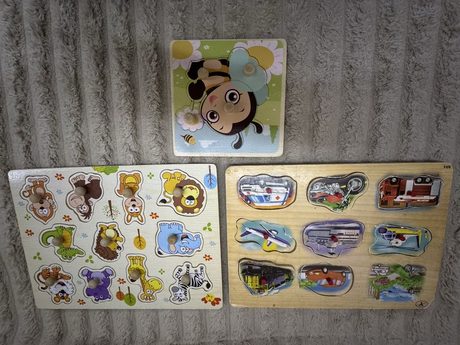 Пазли монтесорі звірята , машинки  зі звуками