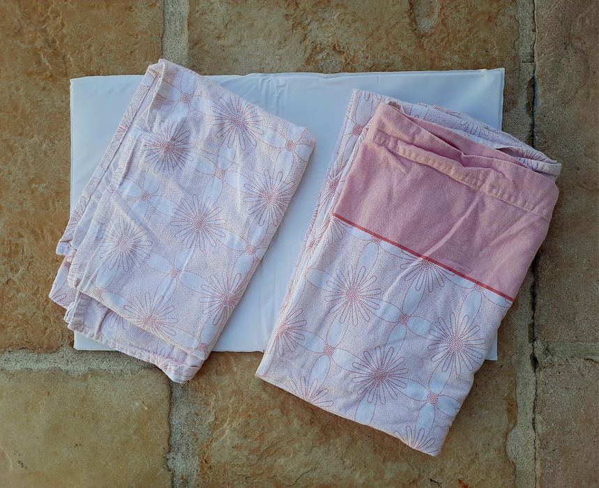 Saco de dormir + Edredão + Conjunto de lençóis  de flanela  para berço+ Resguardo novo