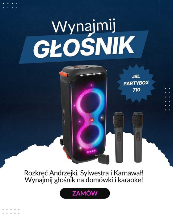 Wynajem JBL PartyBox 710 + 2 mikro Karaoke Domówki Imprezy Transport