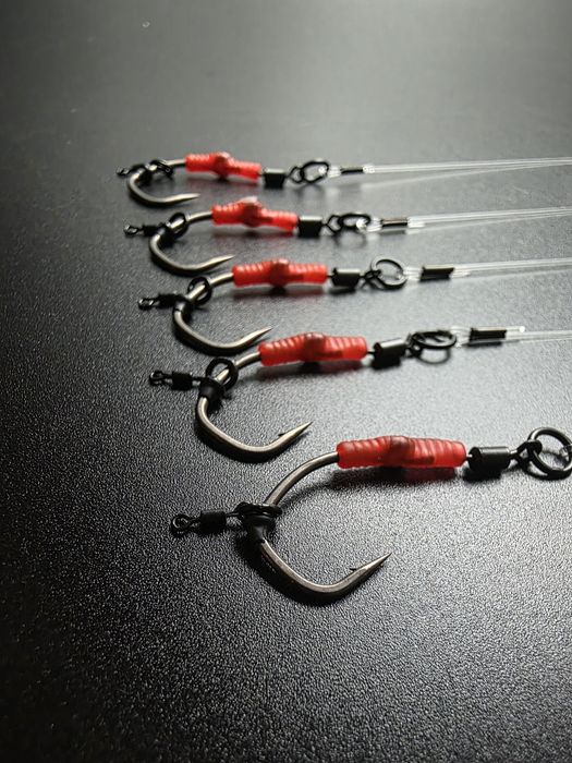 5 x Spinner Rig #4 mikrozadzior Lock Hook czerwony pozycjoner