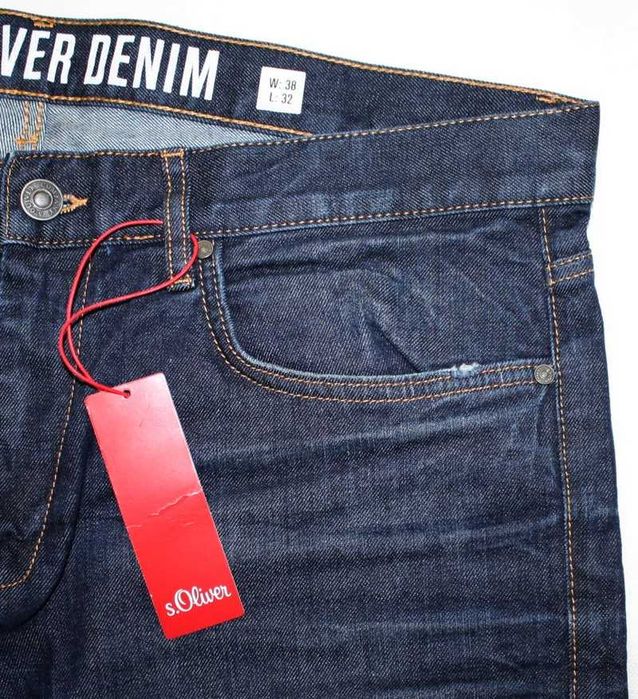 Jeansy męskie s.Oliver Close - Slim Straight przetarcia nowe - W34/L30