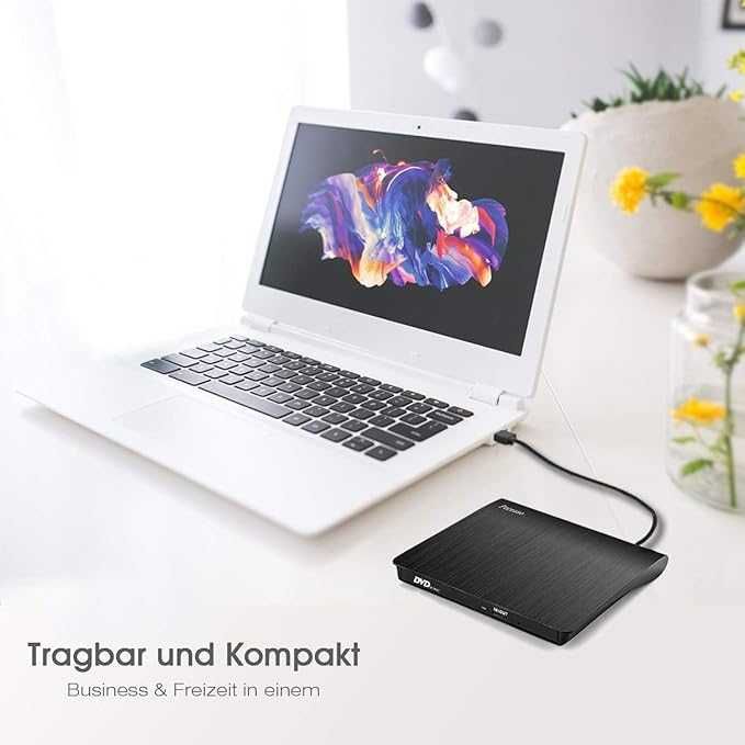 Zewnętrzny napęd CD/DVD USB 3.0, przenośna nagrywarka CD/DVD-RW