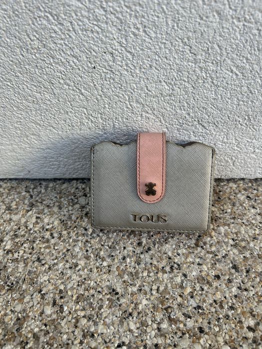 Carteira Porta-Cartões TOUS em Fole Cinzento e Rosa (Com Saco)