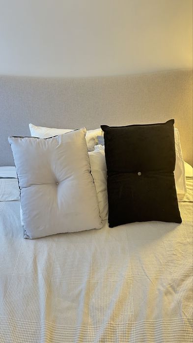 Conjunto de 2 Almofadas Decorativas 60x40 cm – Veludo Preto / Cinzento-Chuva