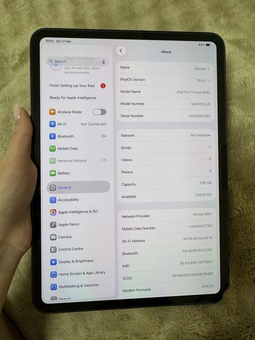 Ipad pro 11 M4 2024 256gb LTE 100% акумулятор