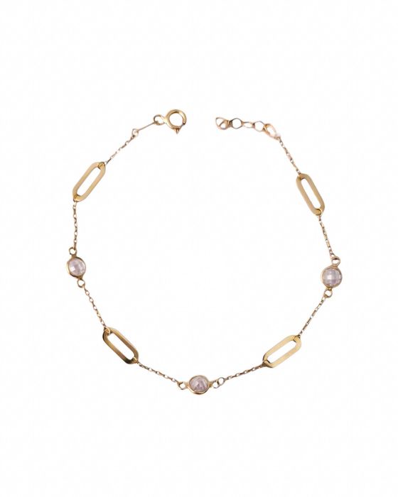 Złota, subtelna bransoletka z kamykami pr.585