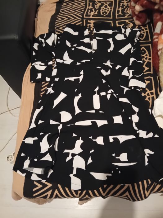 Vestido Estampado preto e branco
