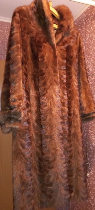 Шуба натуральна норкова довга, на XL - XXL
