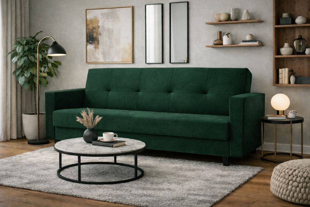 Wersalka rozkładana na sprężynach pojemnik na pościel kanapa sofa