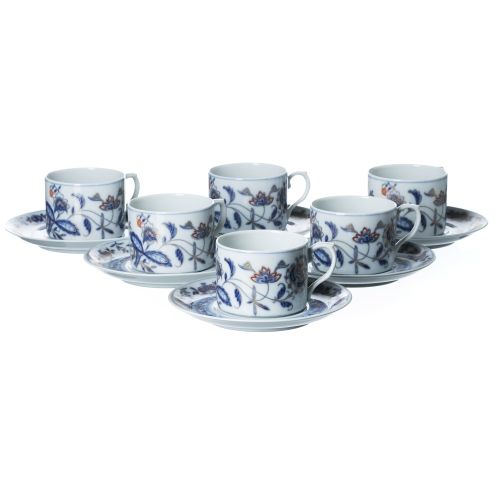 Porcelana - Conjunto de seis chávenas de chá com pires - Vista Alegre