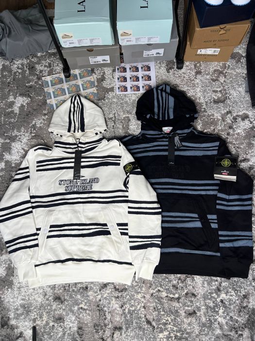 Кофта Stone Island x Supreme  Warp Stripe Sweatshirt / Худі Стон Супри