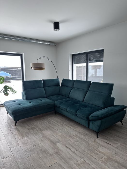 Sofa narożna - narożnik  270x230 cm ciemna zieleń