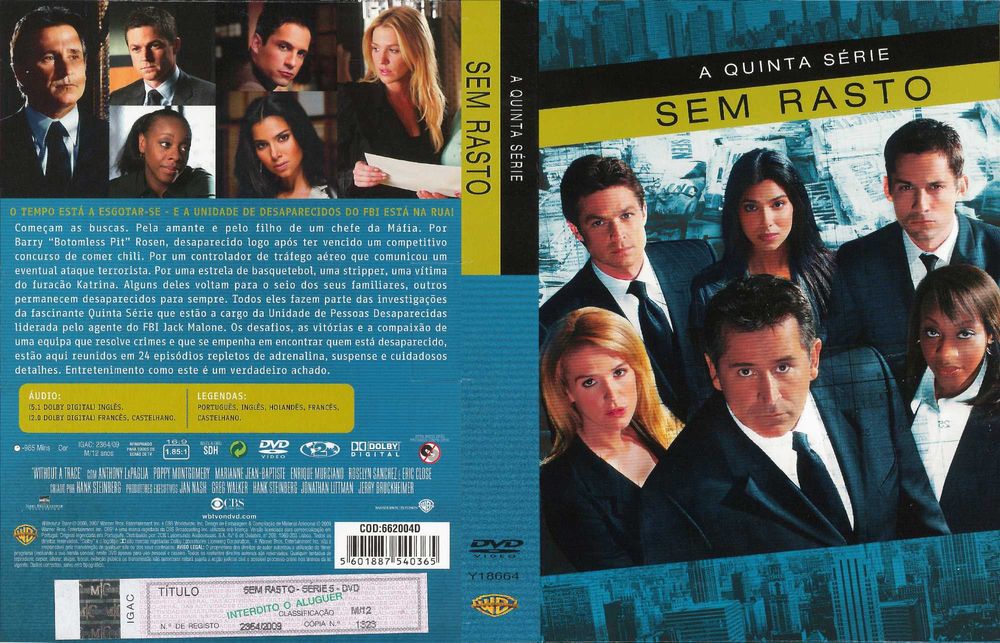Séries Originais em DVD  -  “Sem Rasto” Temporadas 1 a 5