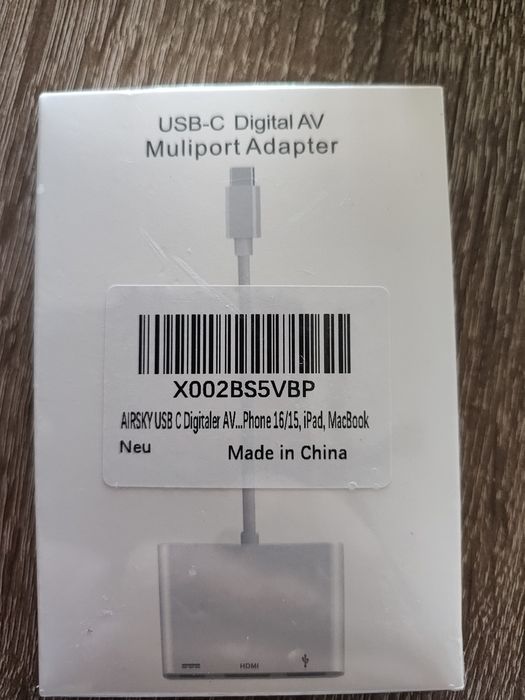 HDMI adapter для iPhone 15/16, iPad та MacBook.
Продаю USB-C Digital AV адаптер AIRSKY для iPhone 15/16, iP