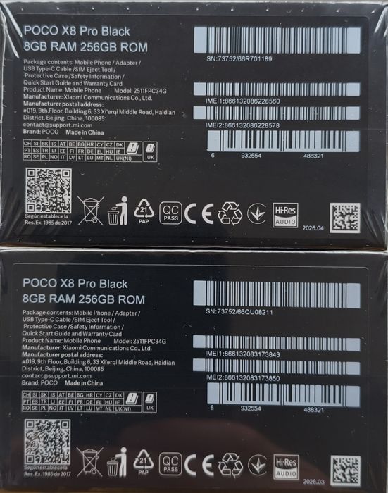 Poco X8 PRO 8*256 Green Black Global Version Adapter 100W
