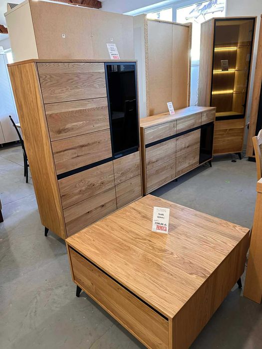 Meble dębowe Close, lity dąb, szkło przyciemniane, PROMOCJA, transport