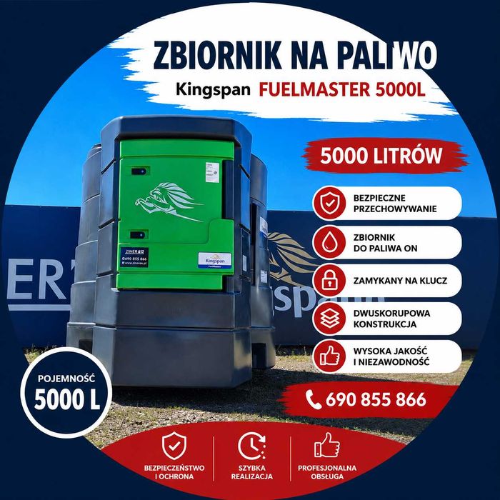 Zbiornik dwupłaszczowy na paliwo Diesel ON 5000L Kingspan Raty