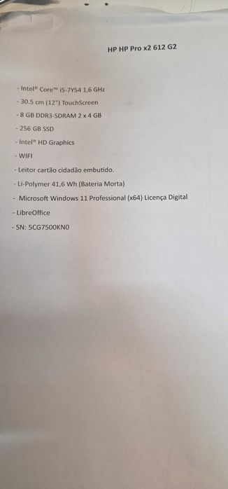 Portátil /Tablet HP Pro x2 612 G2