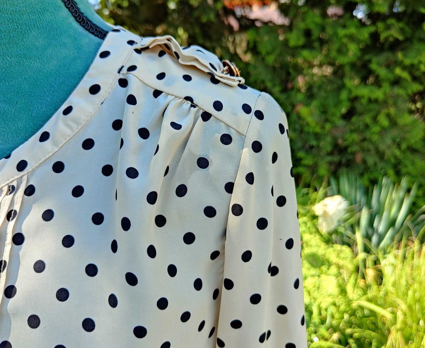 Koszula beżowa w kropki L 40 groszki czarne beż elegancka bluzka