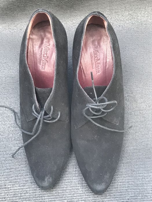 Max Mara sapatos de salto alto pretos 39,5 camurça