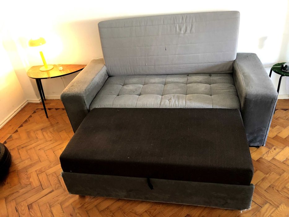 Sofá-Cama Cinzento Extensível