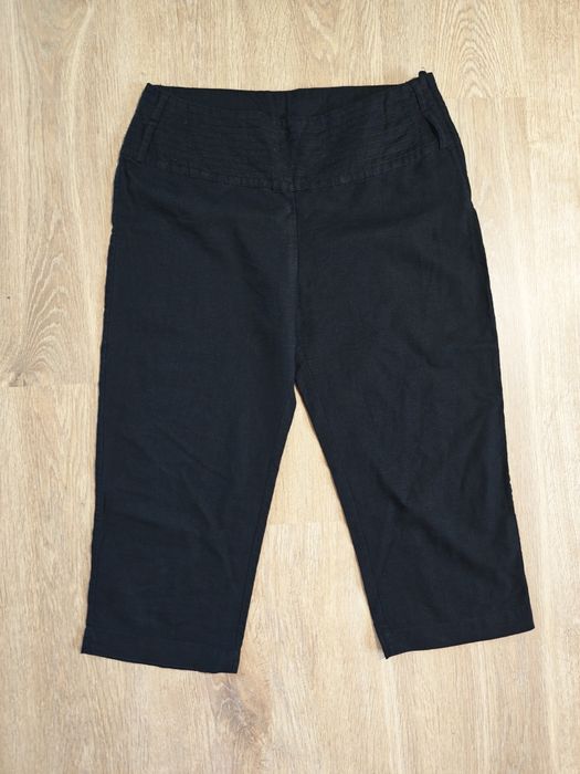 H&m spodnie damskie rybaczki 3/4 lniane bawełna czarne rozmiar 36 S
