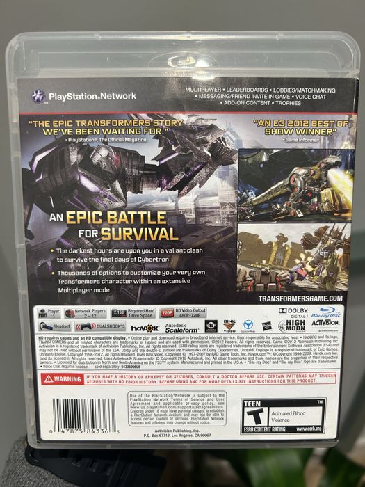 Jogo PS3 Transformers Fall of Cybertron (CIB)