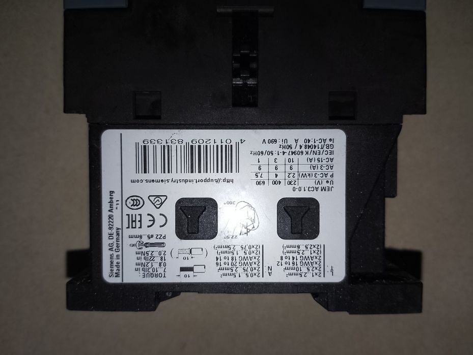 Contator Siemens  230VCA com supressor de tensão