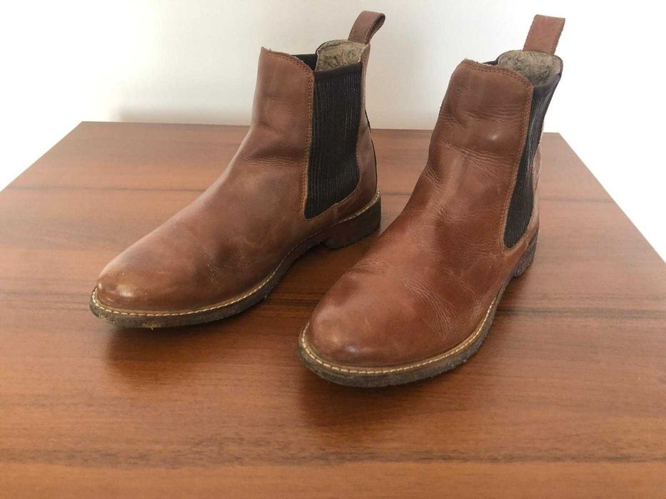 Buty damskie botki damskie ocieplane sztyblety brązowe skórzane