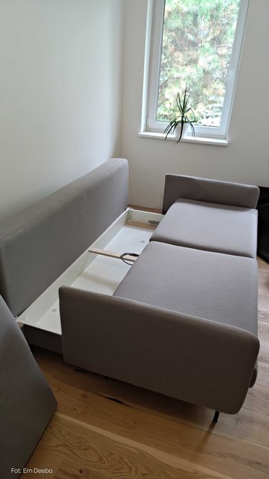 Sofa Nora tkanina Shell 3-osobowa funkcja spania pojemnik na pościel