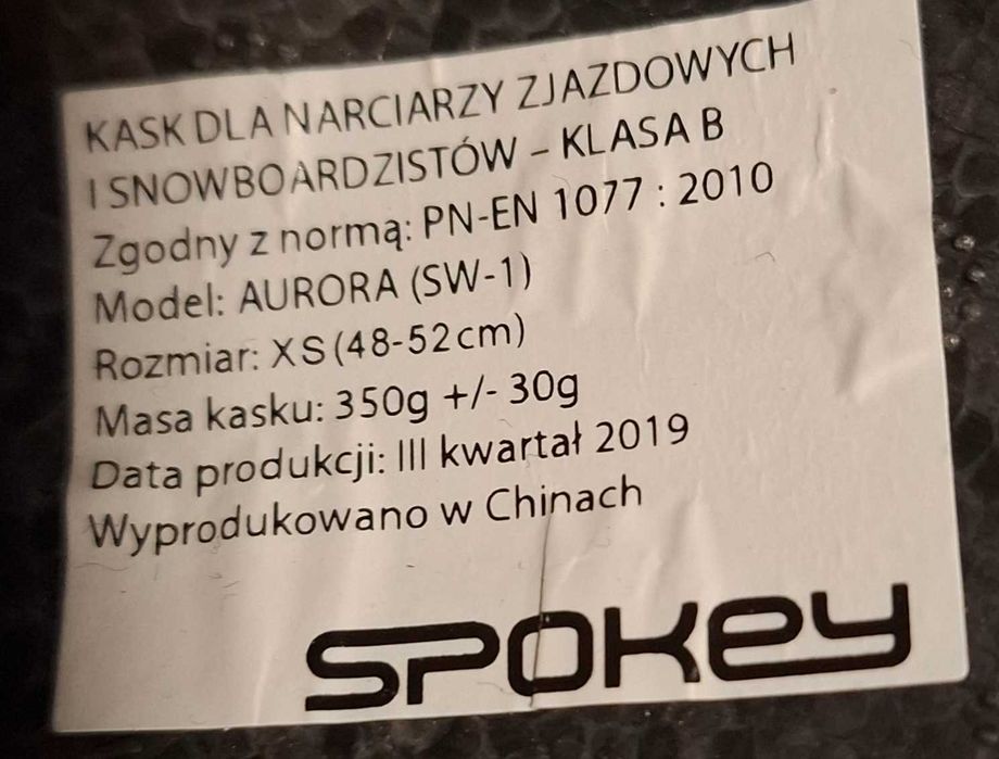 Kask dla narciarzy spokey