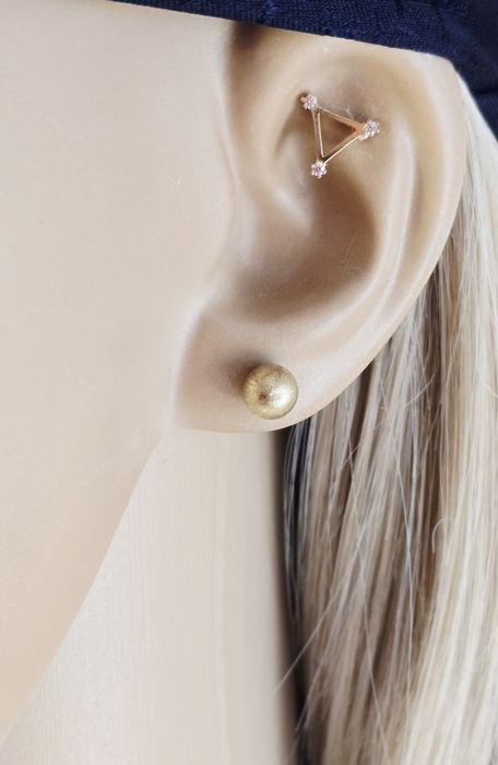 Złote kolczyki satynowane kulki próba 585 14k