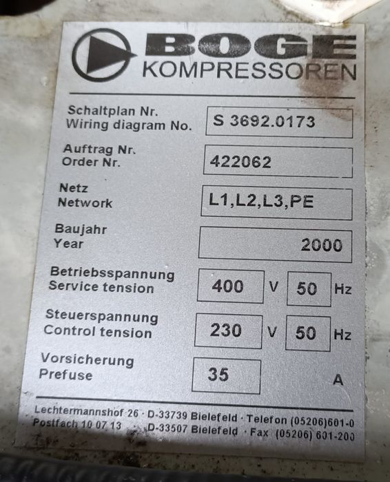 Sprężarka tłokowa Boge -4 tłokowa
