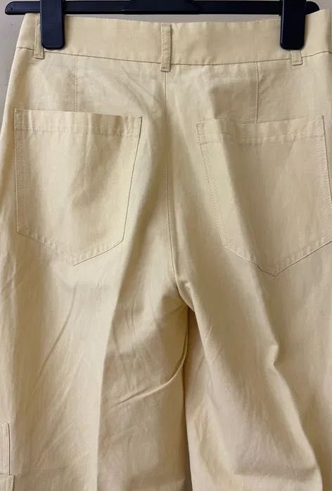 Лляні жовті брюки ZARA прямі на талію льон льняные желтые с карманами