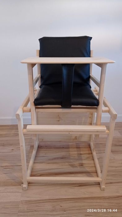 Zaimpregnowany Drewniany stolik i krzesełko do karmienia 2w1 Handmade,