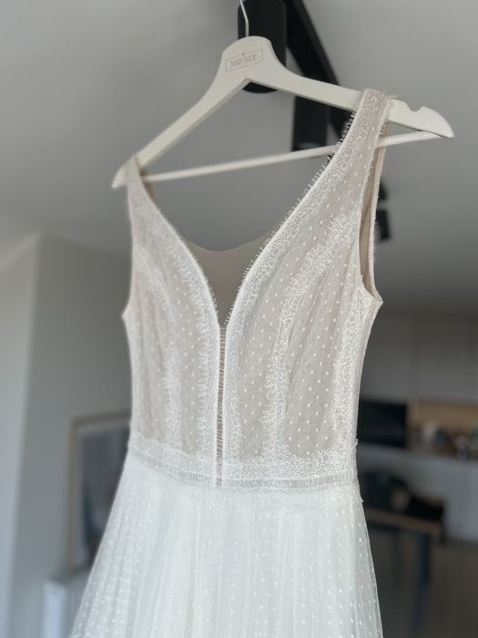 Suknia slubna BOHO, kropki, Maybee, Sylwia Kopczyńska, 34/36