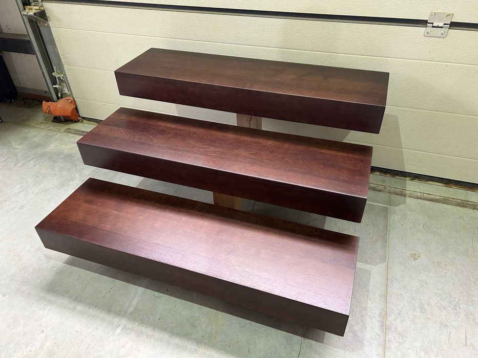 Stopnie półkowe dębowe / Schody wspornikowe dąb lakierowane