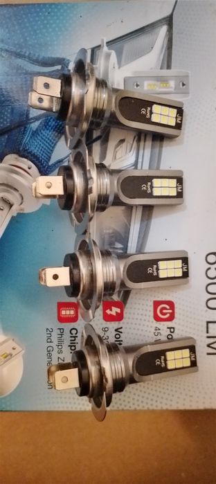 4 шт. H7 LED лампи для фар, дальнє або ближнє світло 6000K біле світло