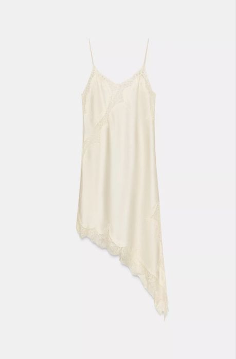 Нова асиметрична сукня комбінація в білизняному стилі Zara в розмірі М