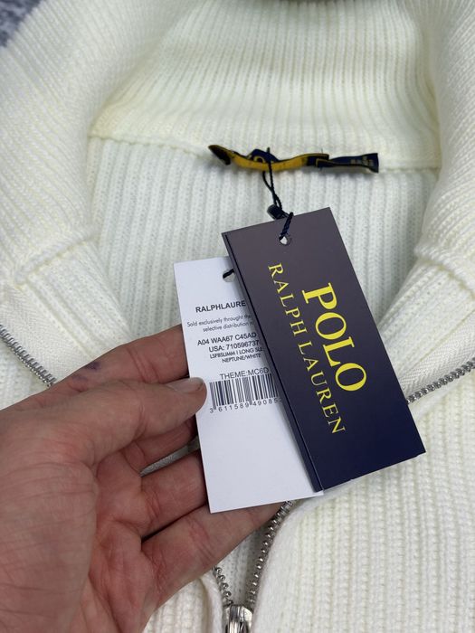 Кардиган Polo Ralph Lauren чоловічий білий зіпка Поло Ральф Лоурен