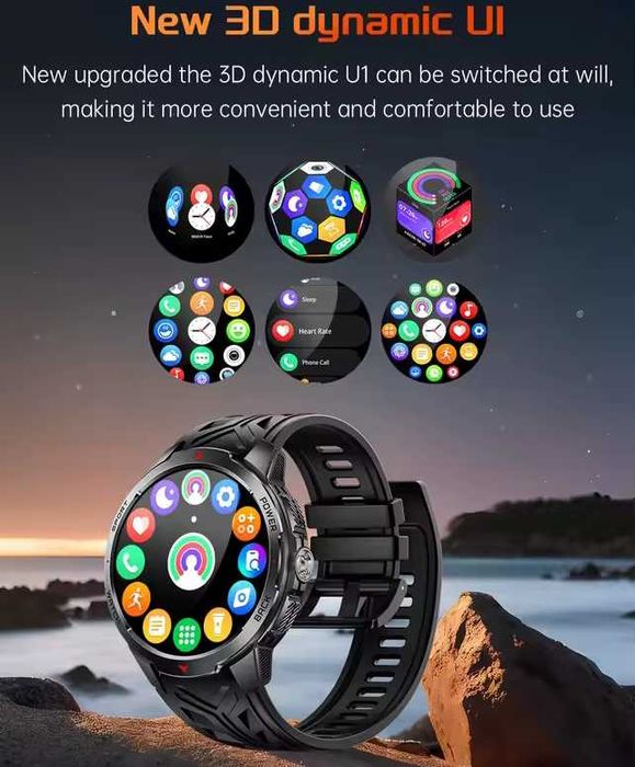 Смарт часы. VWAR KT88 MAX. NFC. Compass. 3D-меню.1100mAh. LED-фонарик.