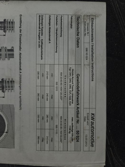 Coilovers KW honda accord