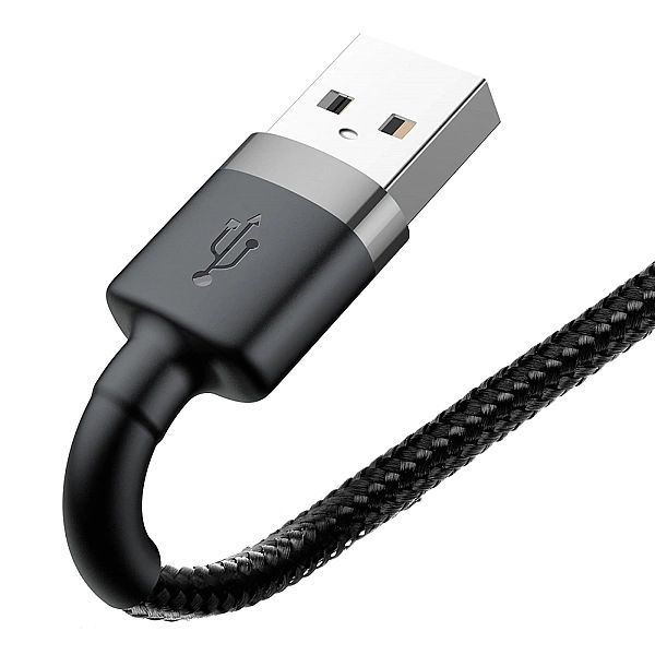 Kabel Baseus Cafule USB-A / Lightning 2.4A QC 3.0/1 m - czarno-szary